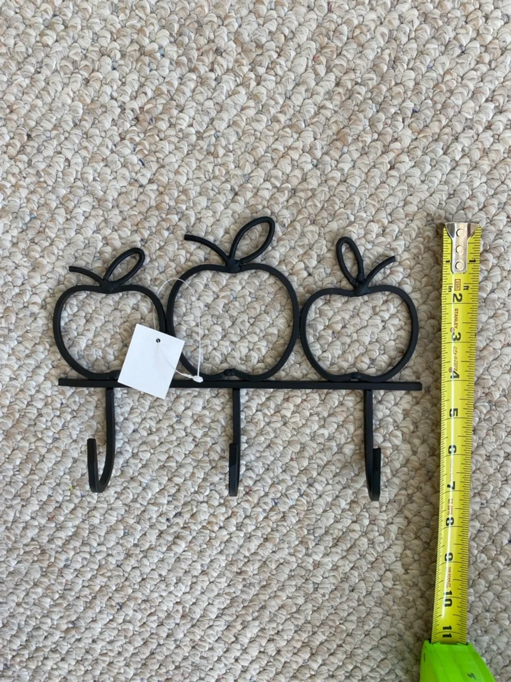 Black Apple Wall Hook Rack - Decorative Three-Hook Coat Hanger